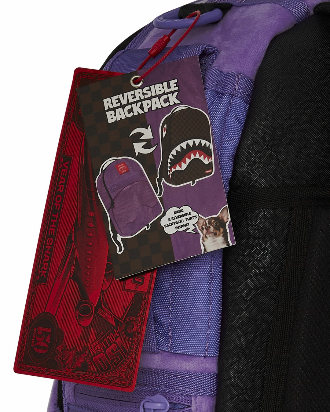 Sprayground - NOOO WAY!!! A REVERSIBLE BACKPACK - PURPLE VELOUR TO OG SHARKS IN PARI