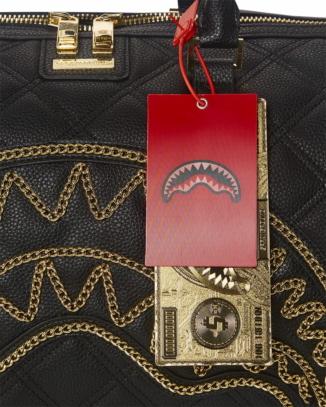 Sprayground - NOIR QUILT GOLD CHAIN SHARK DUFFLE